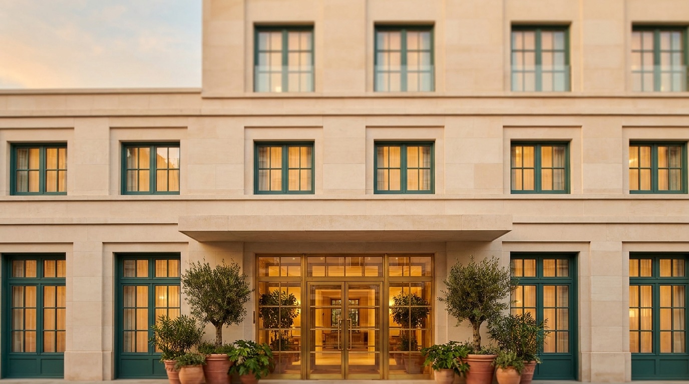 A 4-star boutique hotel exterior — the outcome this model plans toward