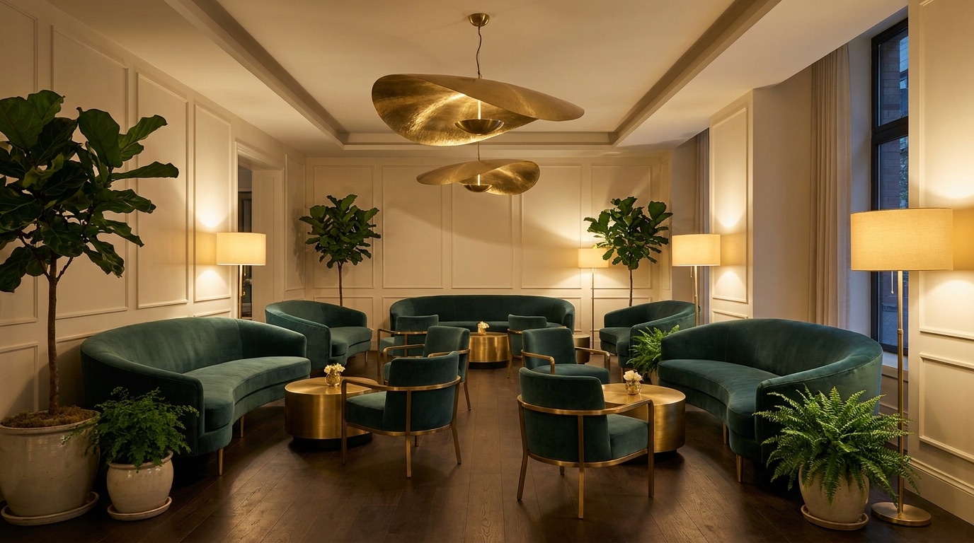 Boutique hotel lobby interior